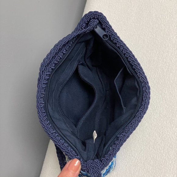 Woven Blue Stripe Crossbody Handbag - Picture 8 of 11